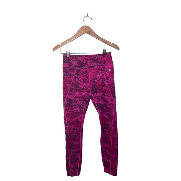 The North Face‎ Printed Leggings Womens Small Mid Rise Athletic Fuchsia Pink - Picture 1 of 5